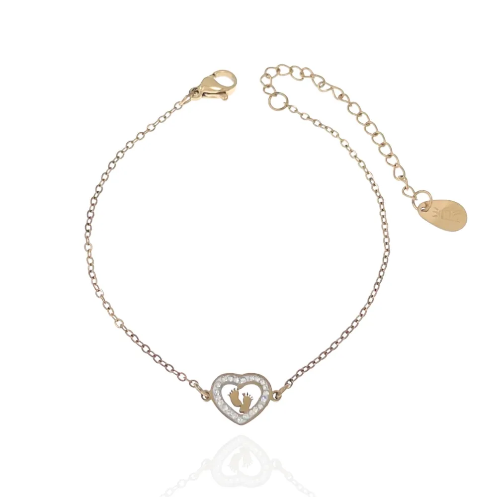 [BAC-413-2401] Cuore con Piedini-Bracciale in Acciaio - BAC-413-2401 (Oro Giallo)
