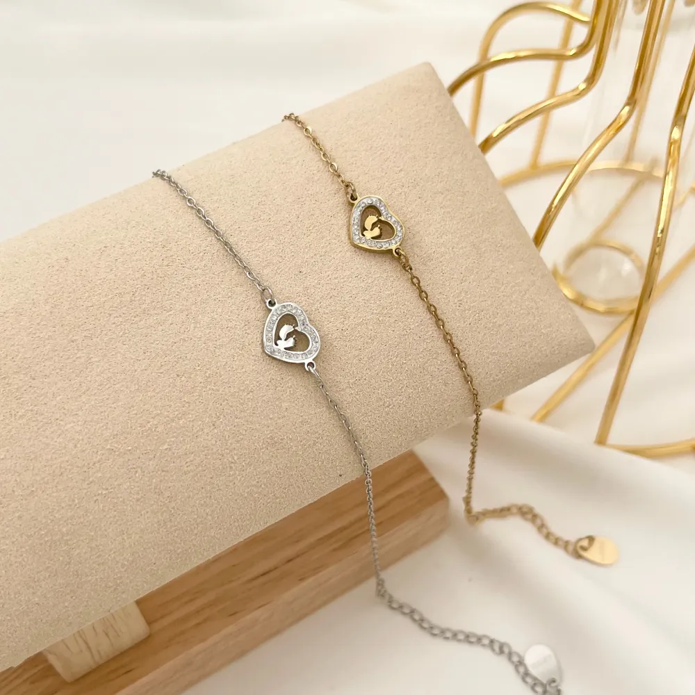 Cuore con Piedini-Bracciale in Acciaio - BAC-413-2401