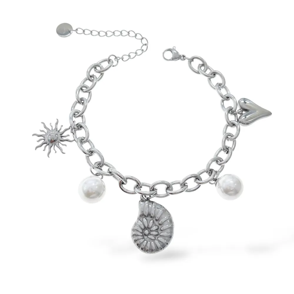 Mare Conchiglia Cuore Sole-Bracciale in Acciaio - BAC-413-3478
