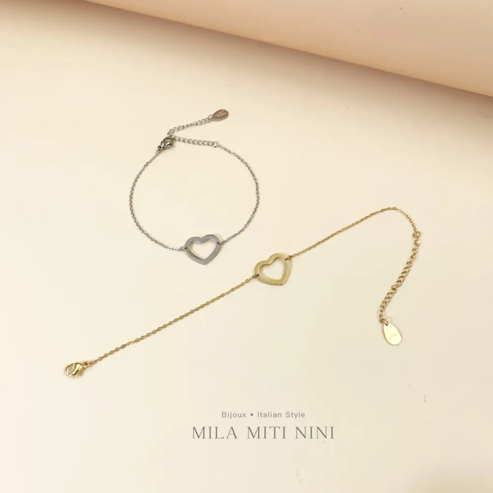 Cuore Vuoto -Bracciale in Acciaio con Chiusura - BAC-413-571 (Argento)