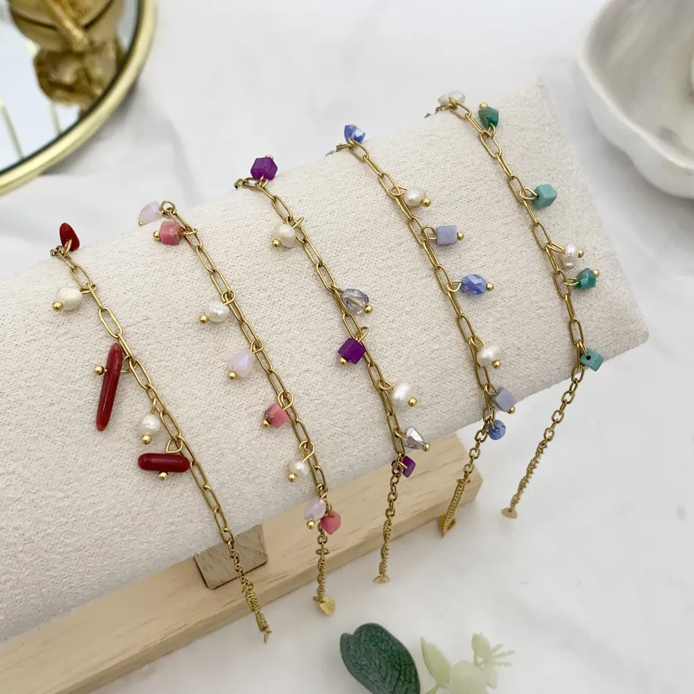 Perline Colorate-Bracciale in Acciaio - BAC-735-24