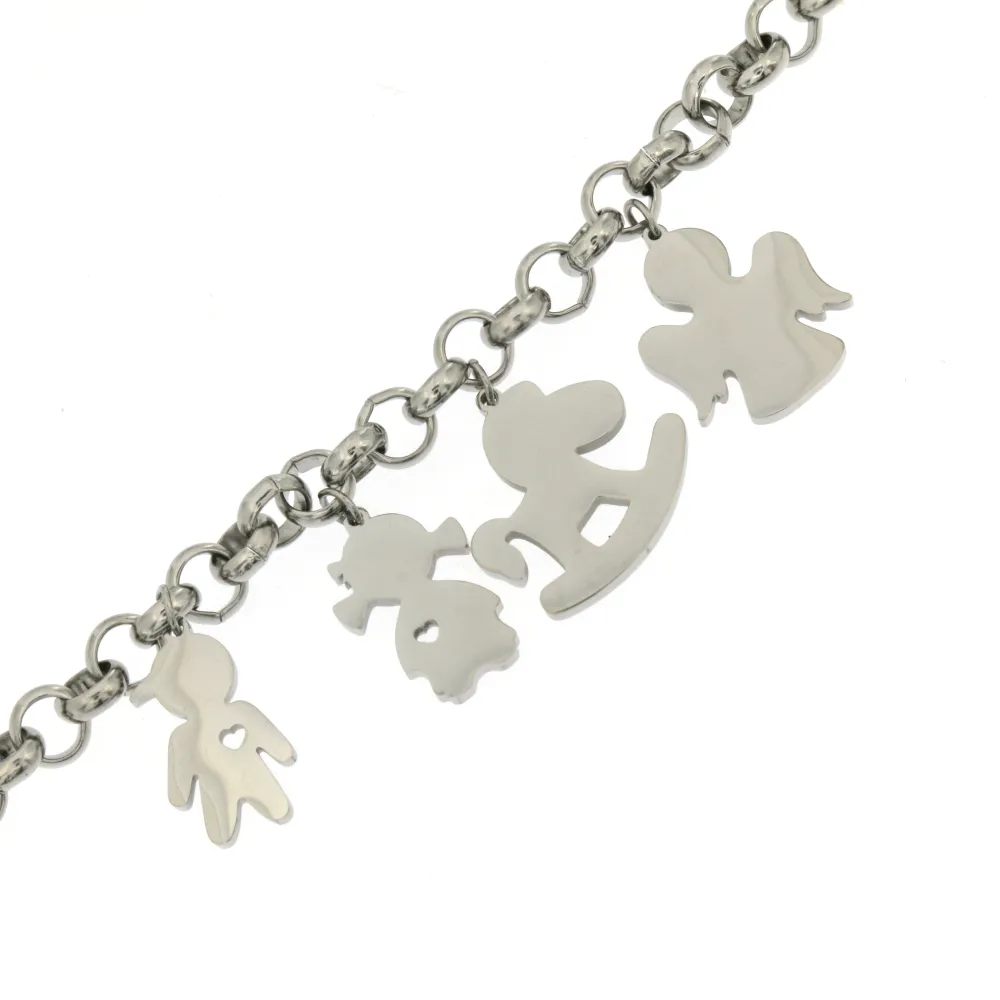 [BAC-Bimbo e Bimba 5387 - Bracciale in Acciaio con Chiusura] BAC-Bimbo e Bimba 5387 - Bracciale in Acciaio con Chiusura - BAC-Bimbo e Bimba 5387 - Bracciale in Acciaio con Chiusura