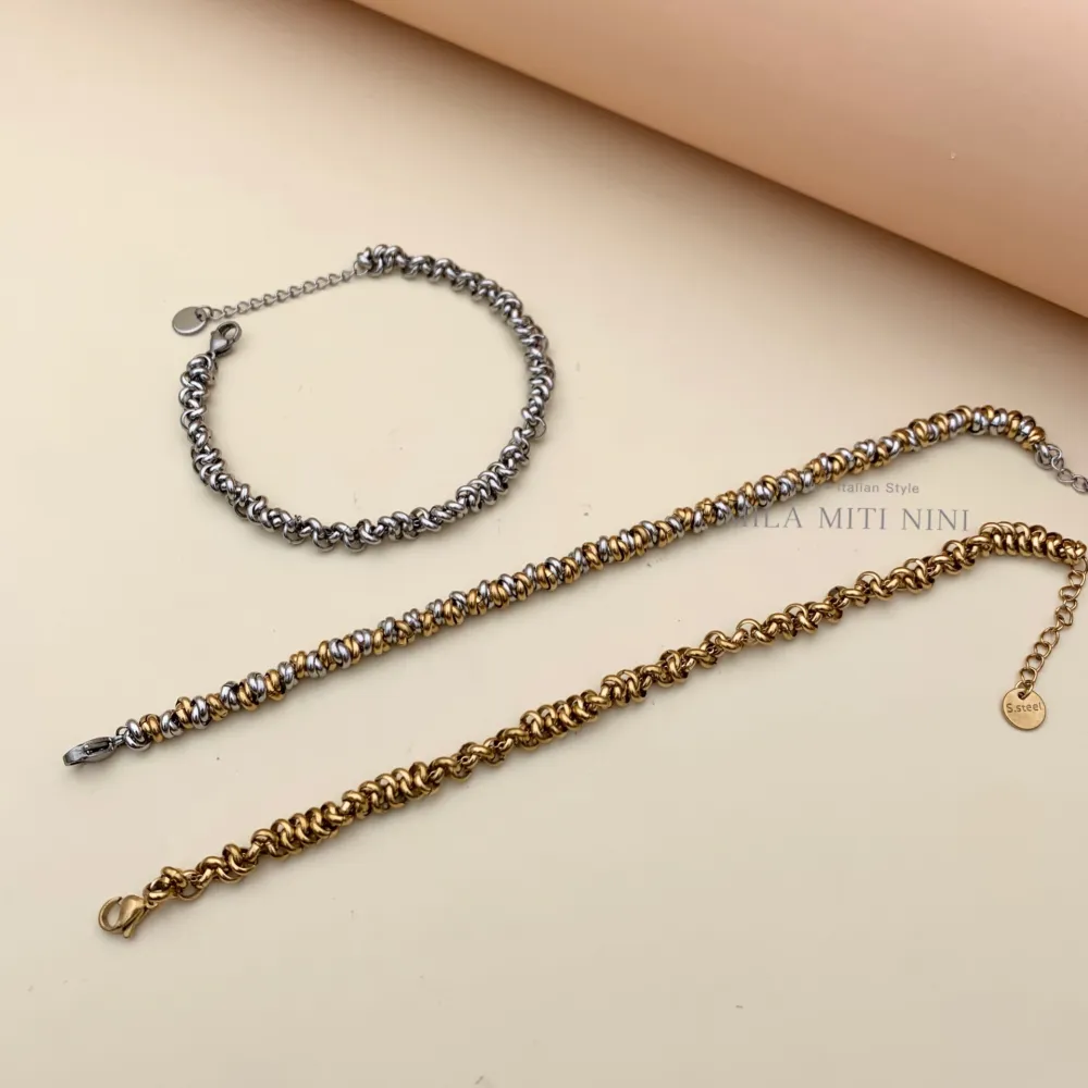 [BAC208-220] Catena ad Anellini-Bracciale in Acciaio con Chiusura - BAC208-220 (Argento)