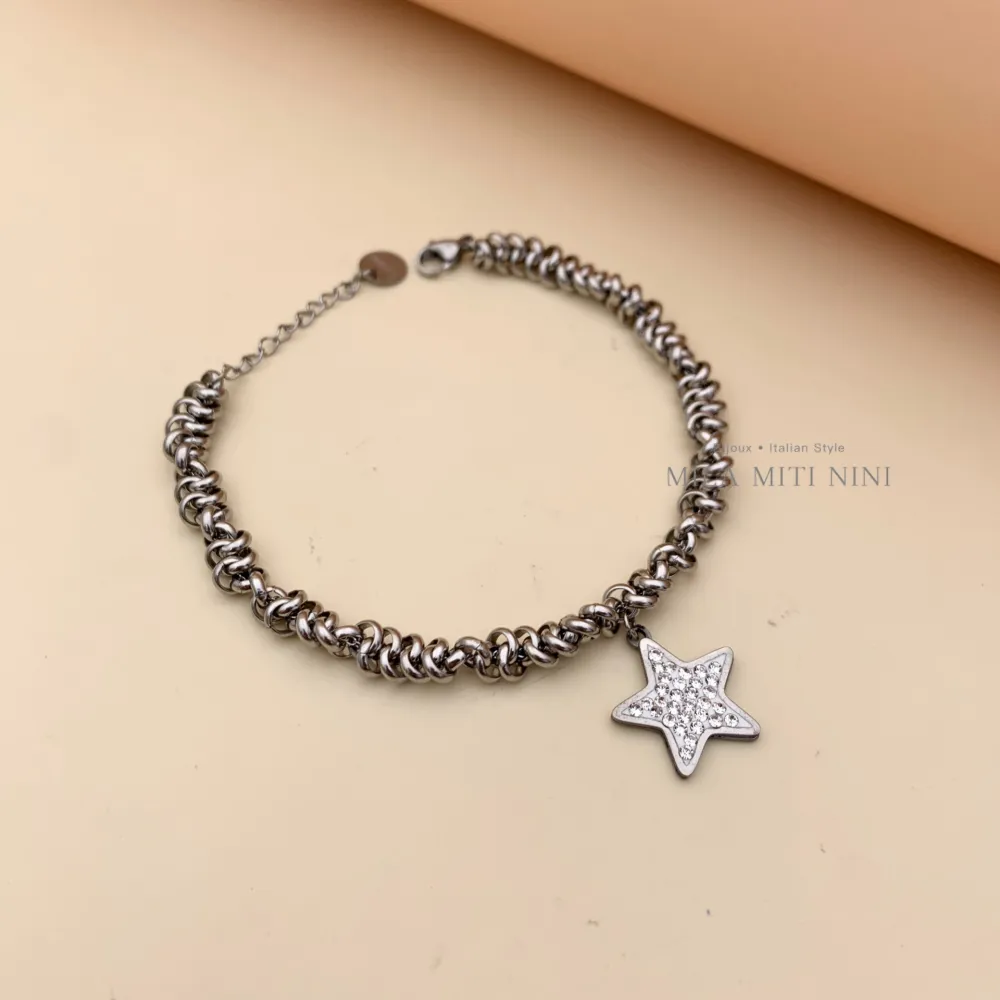 [BAC208-220A] Stella-Bracciale in Acciaio con Chiusura - BAC208-220A