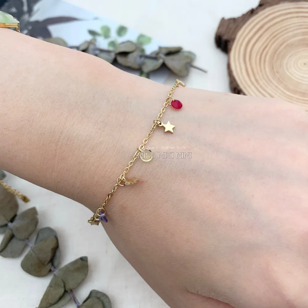 [BAC413-1240] BAC413-1240-P.luci a Goccia-Bracciale in Acciaio - BAC413-1240 (Oro Giallo)