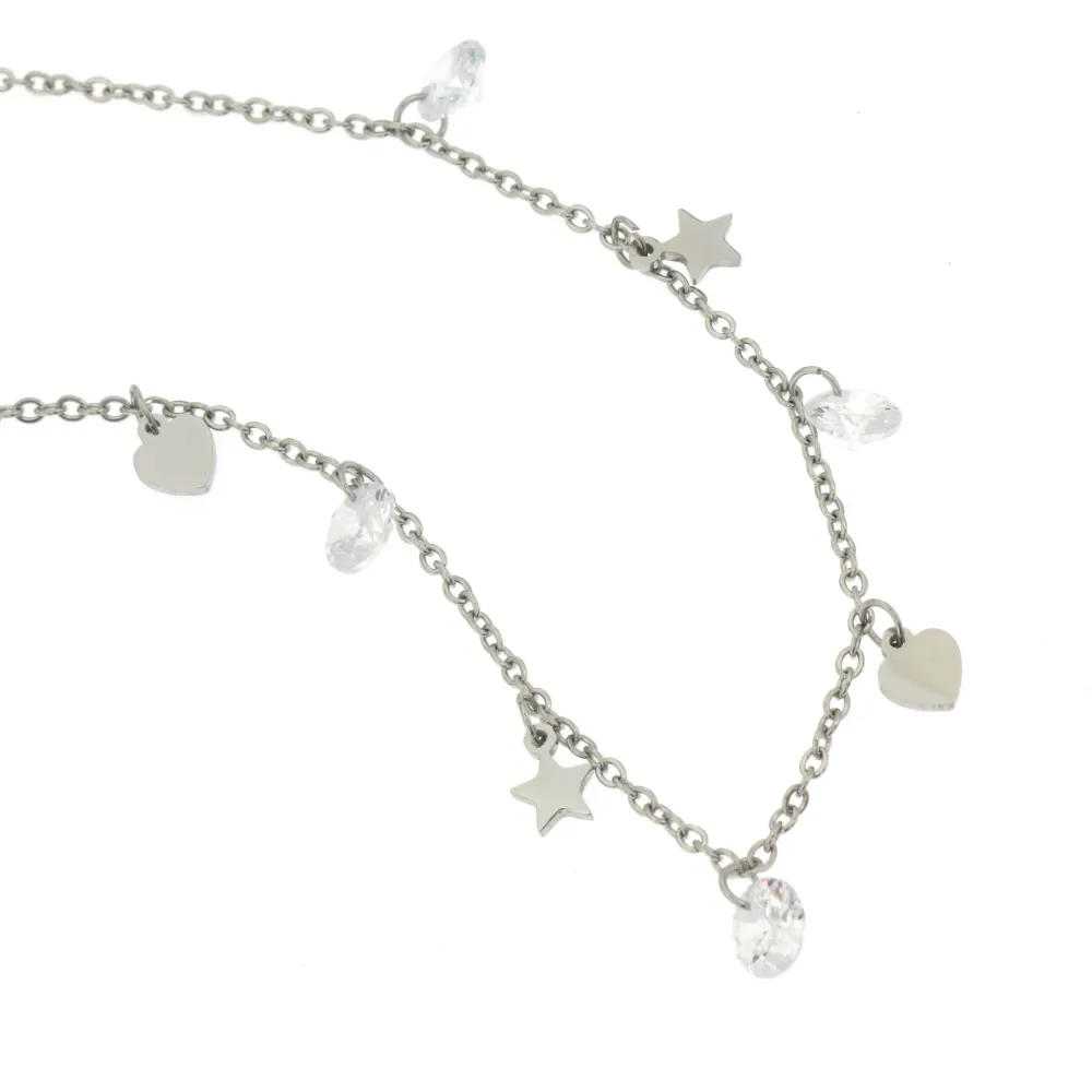 BAC-Stelle Cuore e P.luci 5322-Bracciale in Acciaio - BAC413-1241 (Argento)