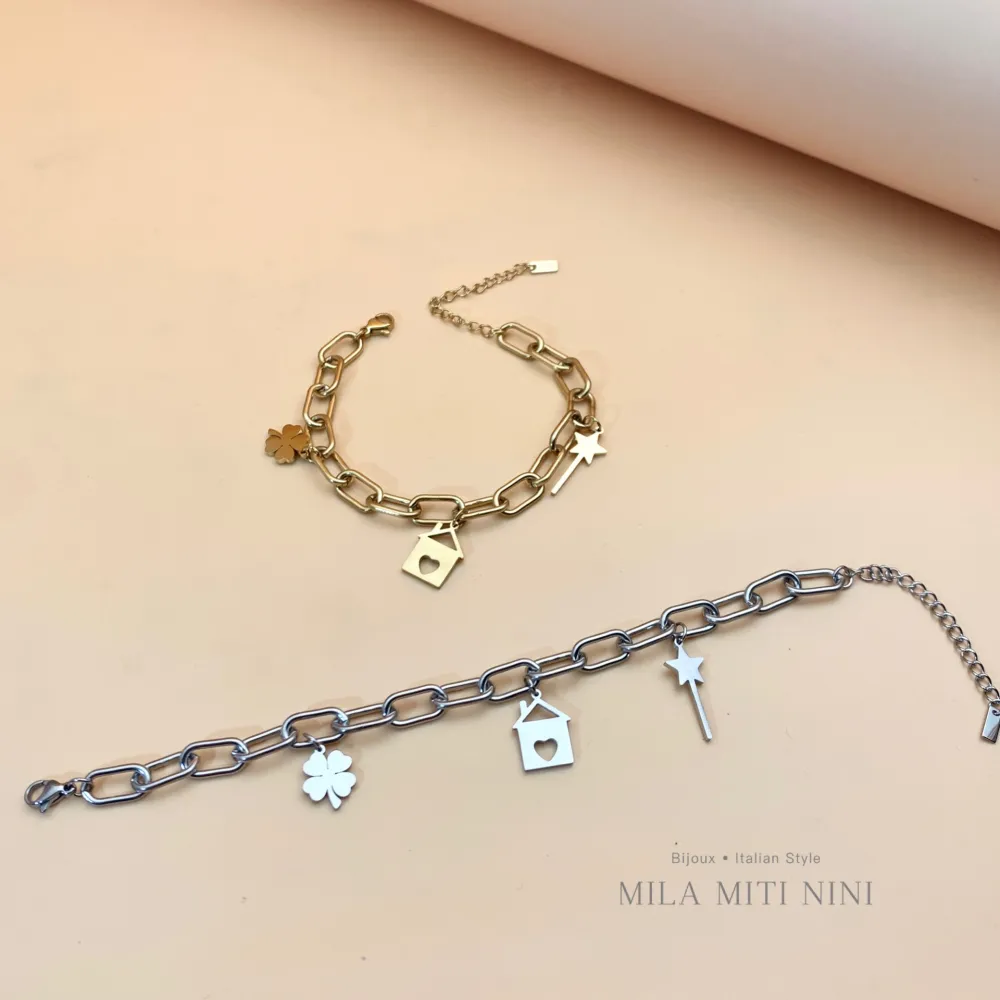 Casa Bacchetta Magica Quadrifoglio -Bracciale in Acciaio con Ch - BAC413-1249