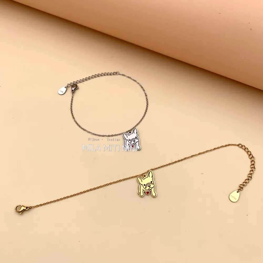 [BAC413-1325] Cane Pulldog-Bracciale in Acciaio con Chiusura - BAC413-1325 (Argento)