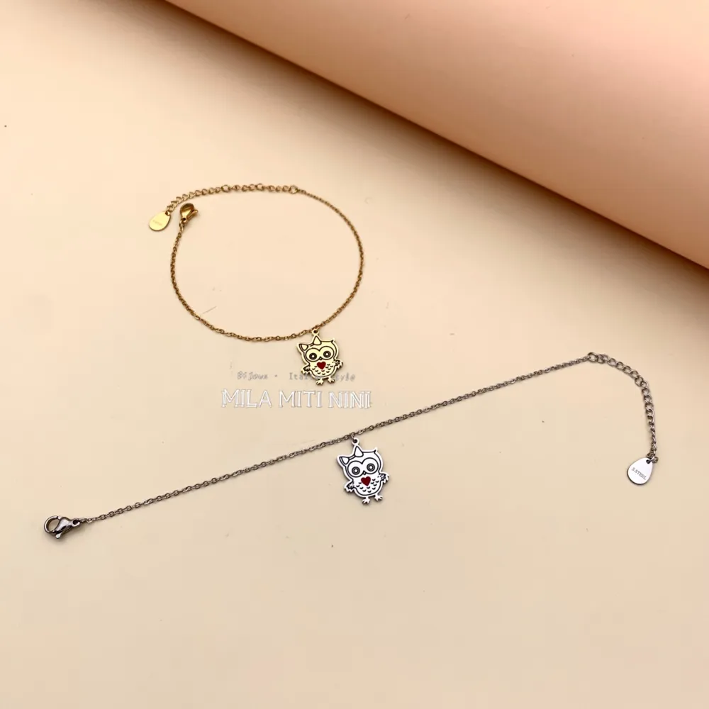 [BAC413-1326] Gufo-Bracciale in Acciaio con Chiusura - BAC413-1326 (Argento)