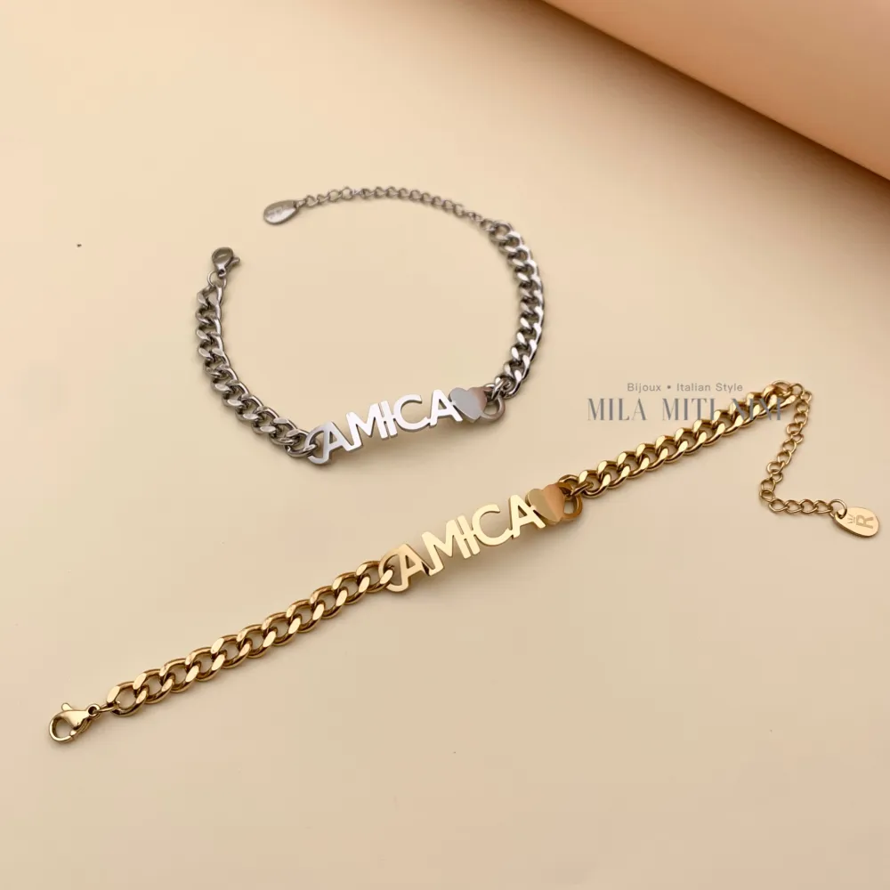 AMICA-Bracciale in Acciaio con Chiusura - BAC413-1388 (Argento)