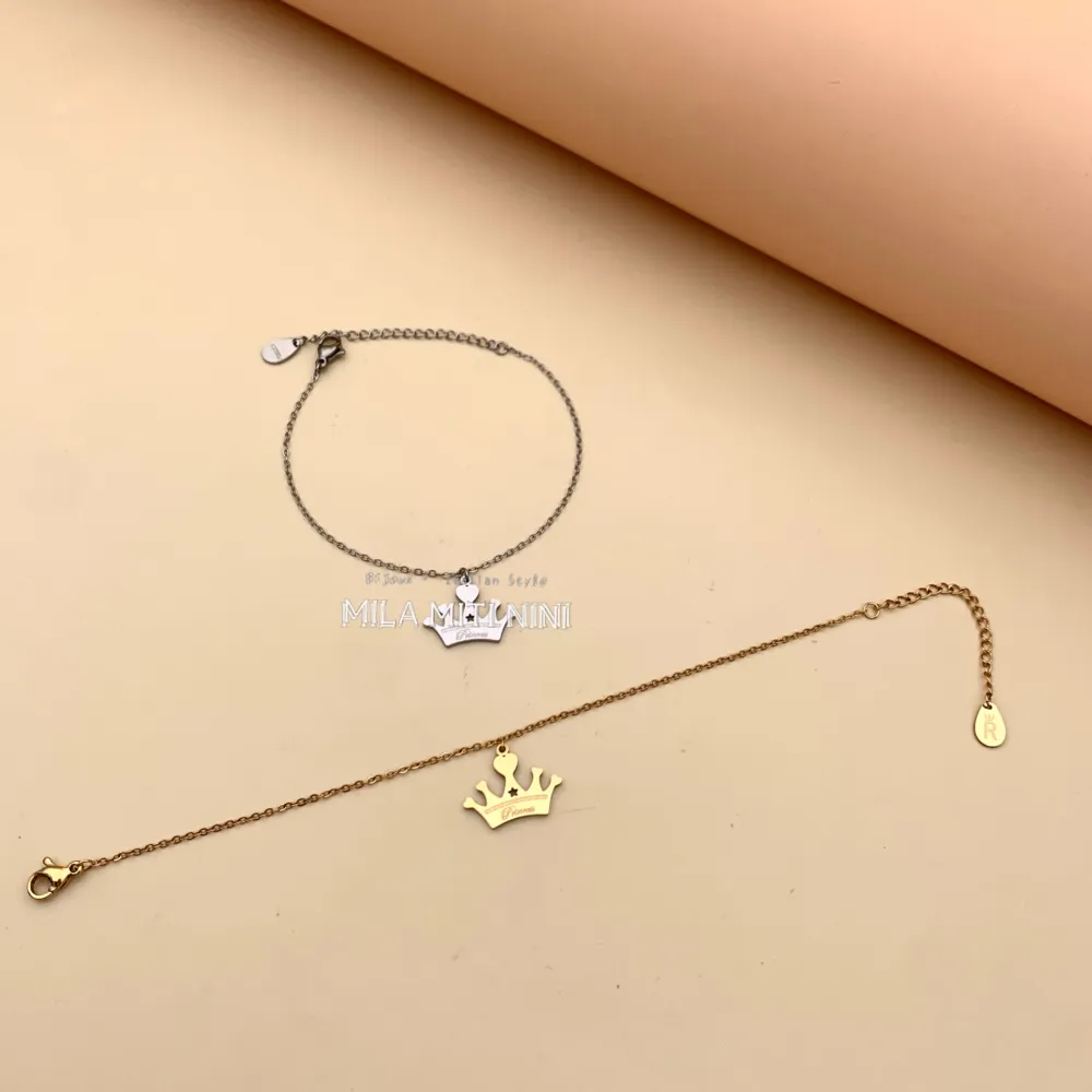 [BAC413-1403] Corona-Bracciale in Acciaio con Chiusura - BAC413-1403 (Argento)