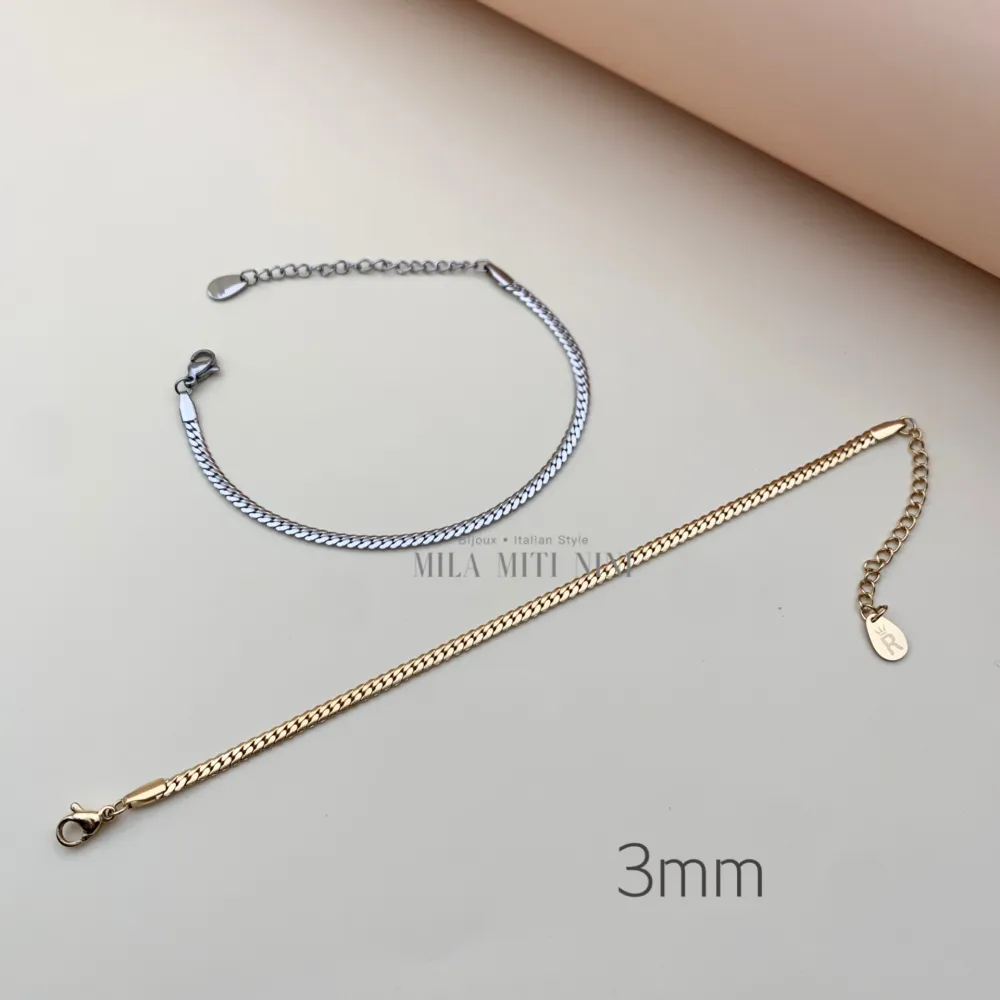 Catena Serpente 3mm-Bracciale in Acciaio con Chiusura - BAC413-1473