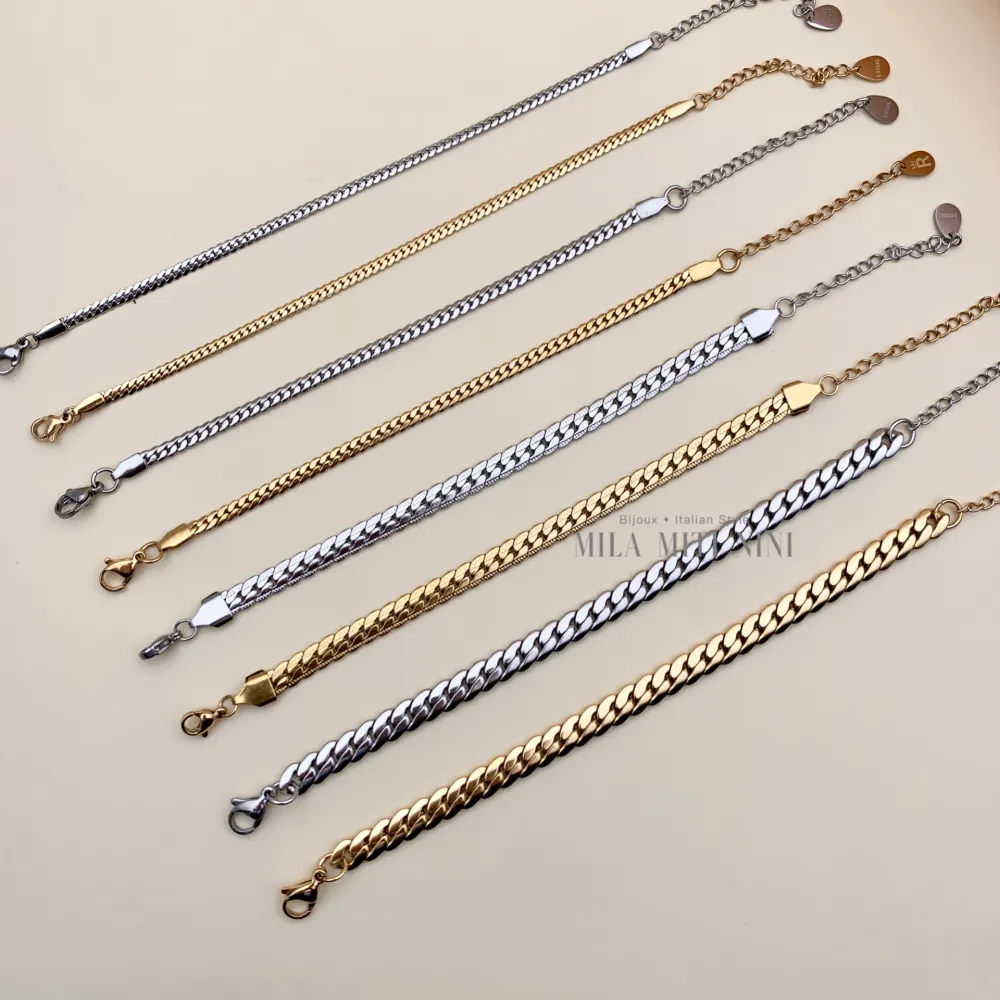 Catena Serpente 7mm-Bracciale in Acciaio con Chiusura - BAC413-1474