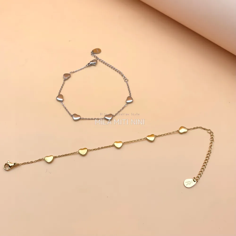 Cuore-Bracciale in Acciaio con Chiusura - BAC413-1581 (Argento)