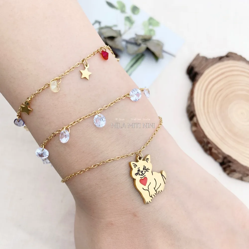 [BAC413-2398] BAC413-2398-Gatto-Bracciale in Acciaio - BAC413-2398 (Argento)
