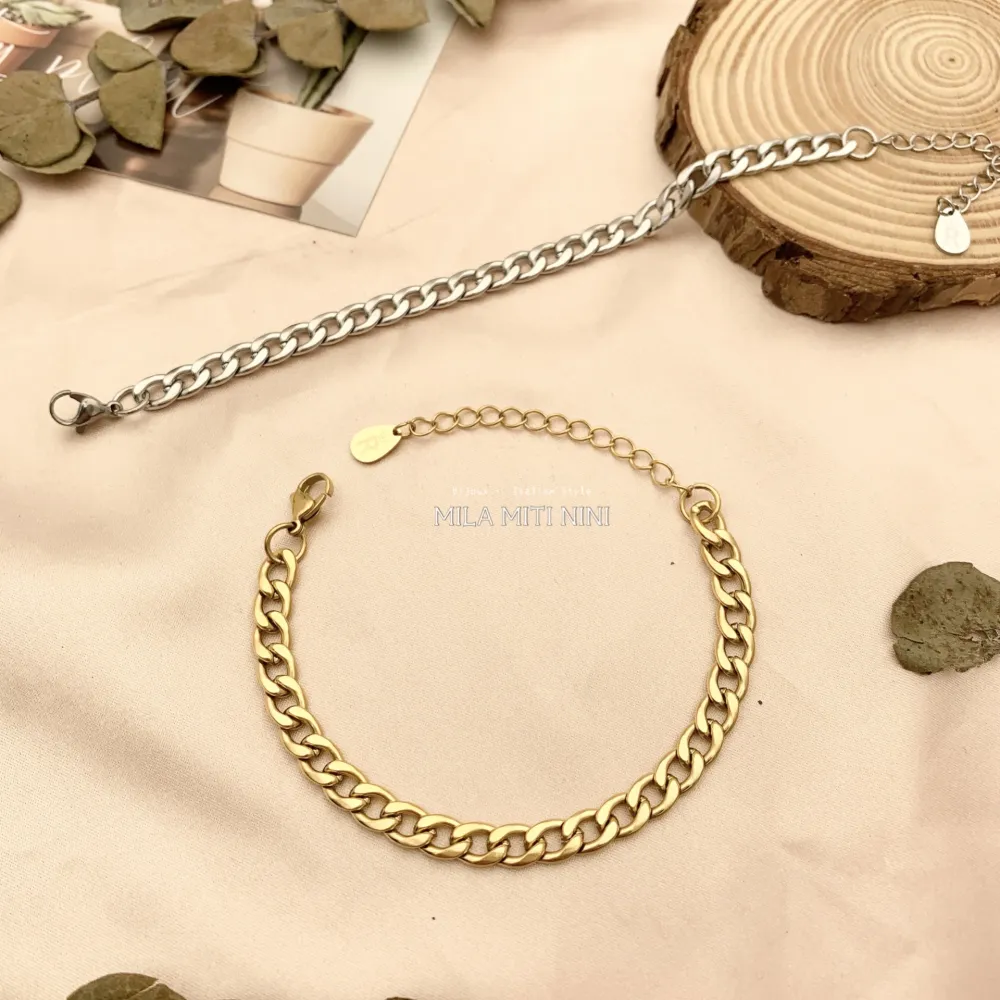 [BAC413-2412 A] BAC413-2412-Catena 6mm-Bracciale in Acciaio - BAC413-2412 A (Argento)