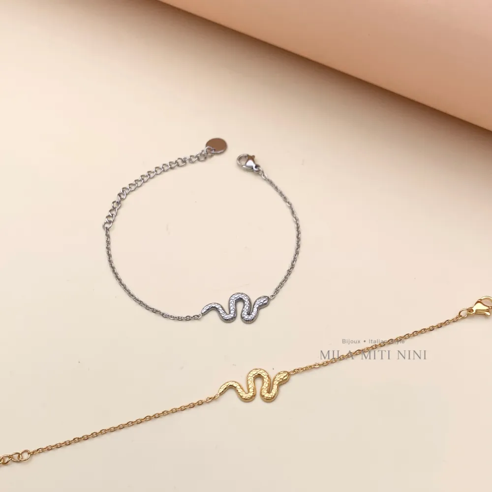 [BAC450-446] Serpente-Bracciale in Acciaio con Chiusura - BAC450-446 (Argento)