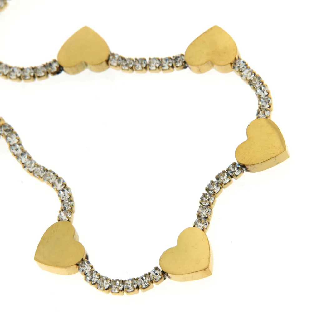 [BAC6790-Tennis Cuore-Bracciale con Chiusura in Acciaio] BAC6790-Tennis Cuore-Bracciale con Chiusura in Acciaio - BAC6790-Tennis Cuore-Bracciale con Chiusura in Acciaio (Argento)
