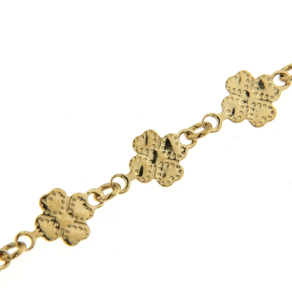 BAC6798-Catena Quadrifoglio-Bracciale con Chiusura in Acciaio - BAC6798-Catena Quadrifoglio-Bracciale con Chiusura in Acciaio
