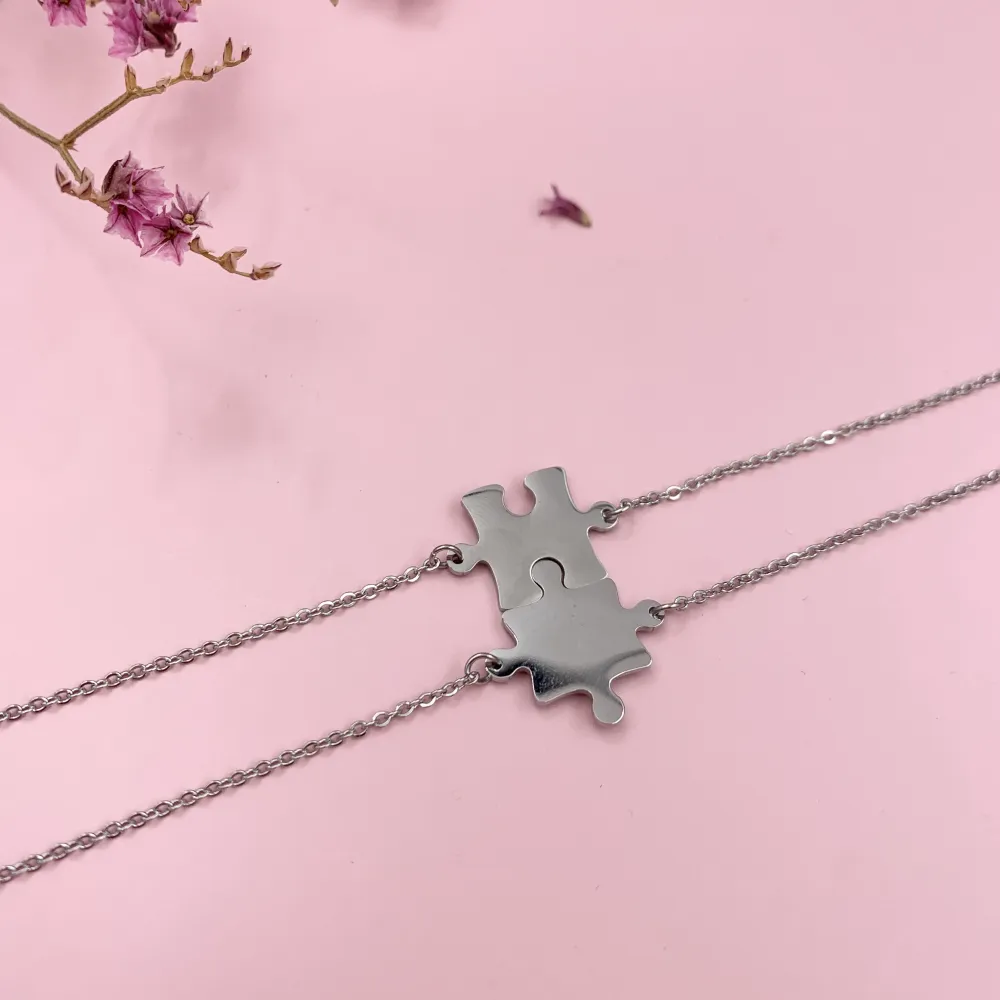 BAC6869-Puzzle Liscio-Bracciale Coppia in Acciaio - BAC6869-Puzzle Liscio-Bracciale Coppia in Acciaio