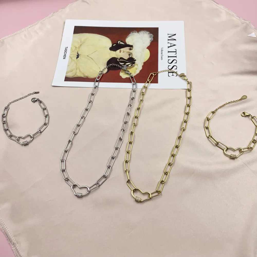 BAC7064-Cuore Zirconia-Bracciale in Acciaio - BAC7064-Cuore Zirconia-Bracciale in Acciaio