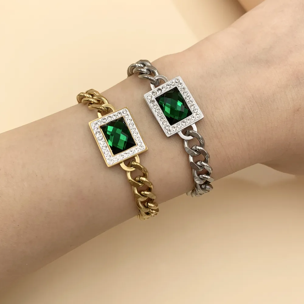 BAC7467-Groumette Rettangolo -Bracciale in Acciaio - BAC7467-Groumette Rettangolo -Bracciale in Acciaio