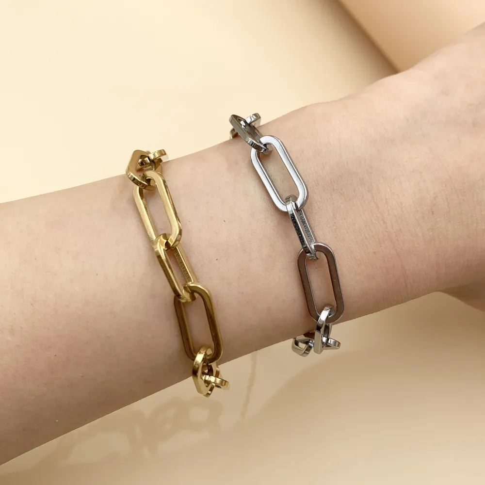 [BAC7468-Catena Piccola 7x14mm  -Bracciale in Acciaio] BAC7468-Catena Piccola 7x14mm  -Bracciale in Acciaio - BAC7468-Catena Piccola 7x14mm  -Bracciale in Acciaio (Argento)