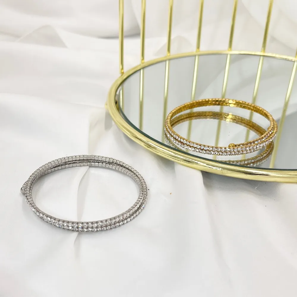 Tennis Multifili-Bracciale a Molla in Acciaio - BAR-103-AA3371B (Argento)
