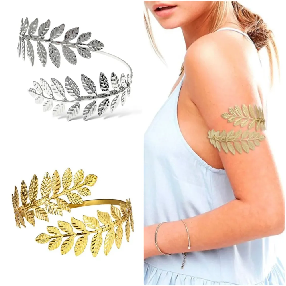 Foglia-Bracciale da Braccio in Acciaio - BAR-413-003 (Argento)