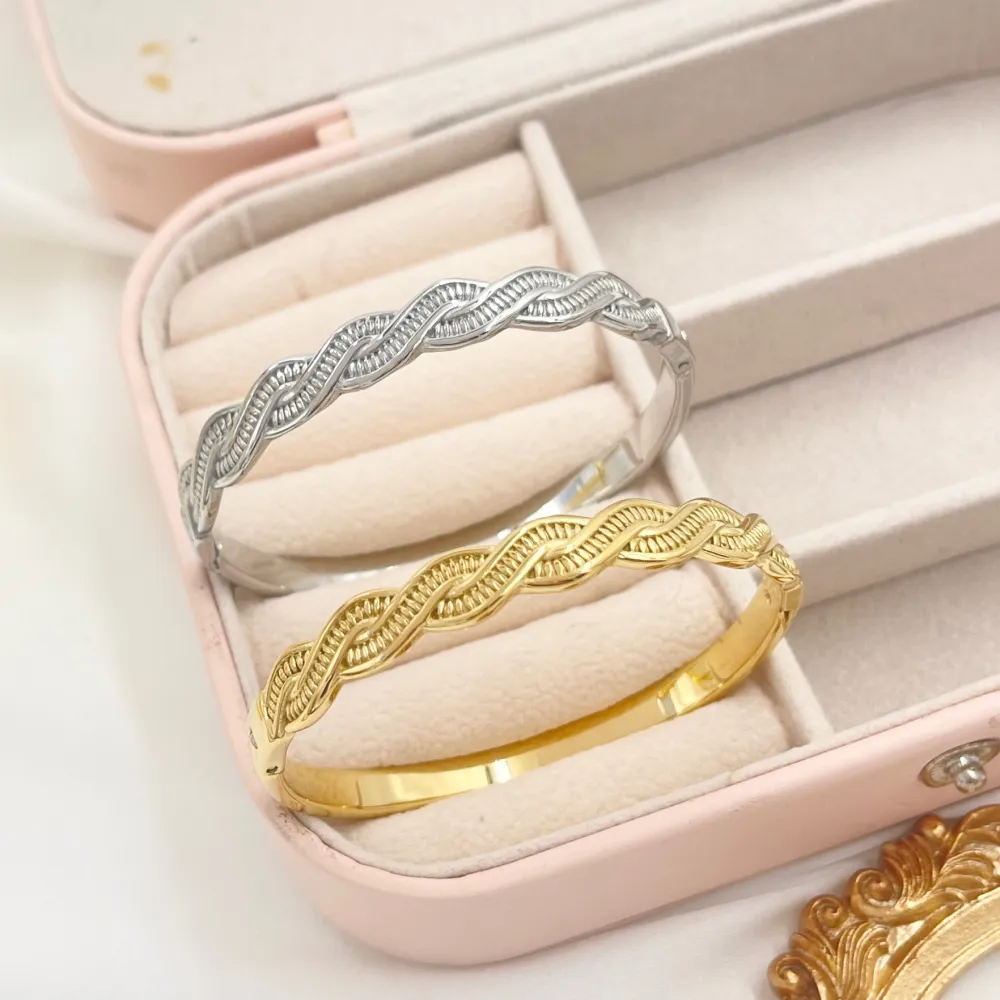 Intrecciato-Bracciale Rigido in Acciaio - BAR-413-009