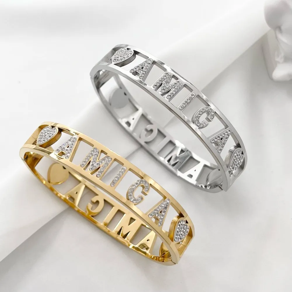 Amica-Bracciale con Scritte Rigido in Acciaio - BAR-413-1273 AMICA