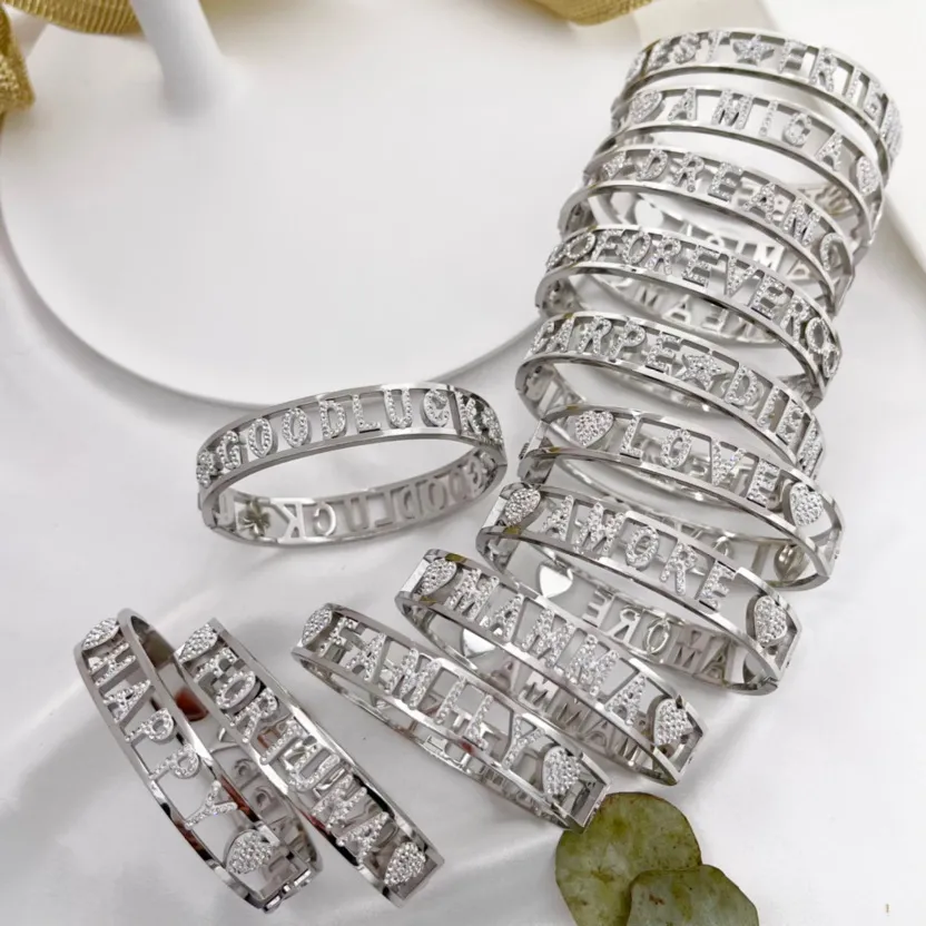 Love-Bracciale con Scritte Rigido in Acciaio - BAR-413-1283 Love