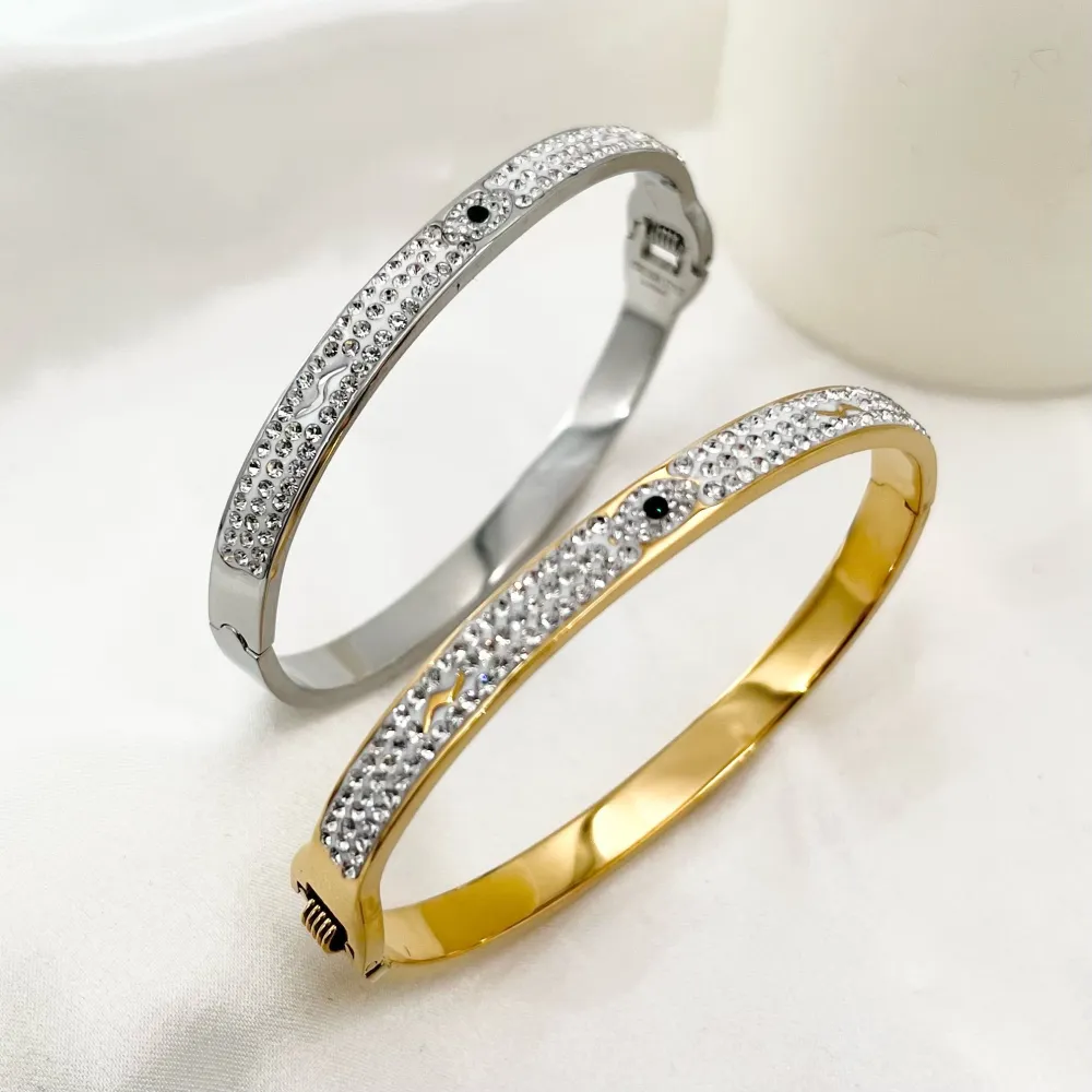 [BAR-413-1325] Occhio -Bracciale Rigido in Acciaio - BAR-413-1325 (Oro Giallo)