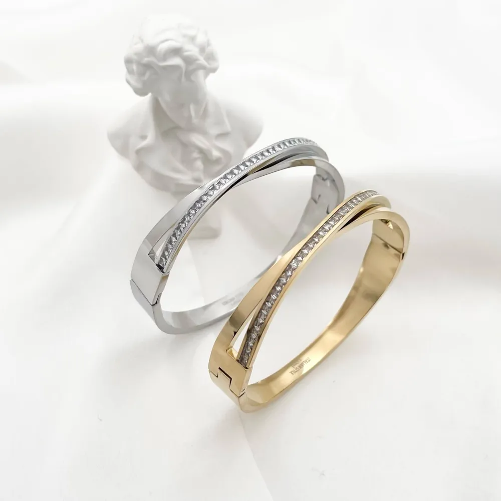 Tennis X -Bracciale Rigido in Acciaio - BAR-413-2060