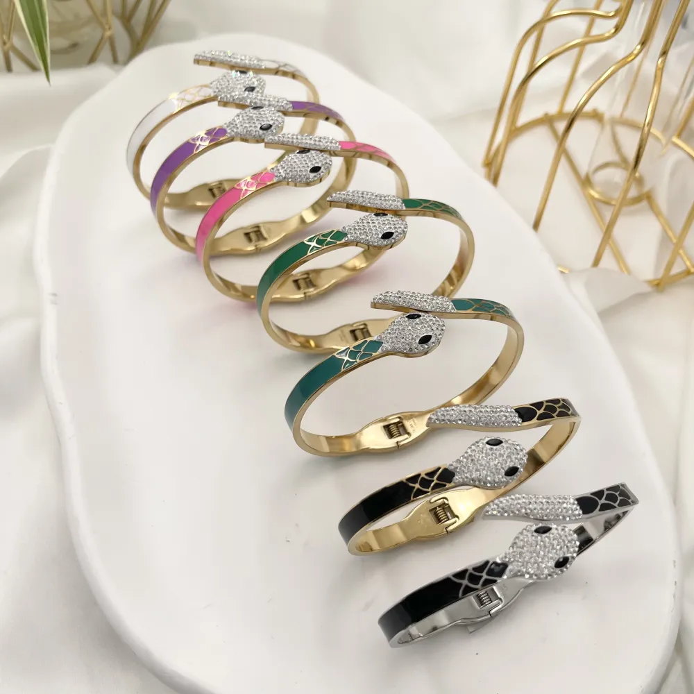 Serpente Smaltato-Bracciale Rigido in Acciaio - BAR-413-2254