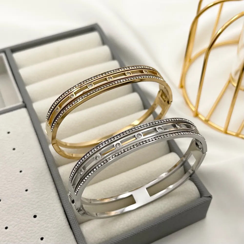 Tennis con Punto Luce-Bracciale Rigido in Acciaio - BAR-413-2259