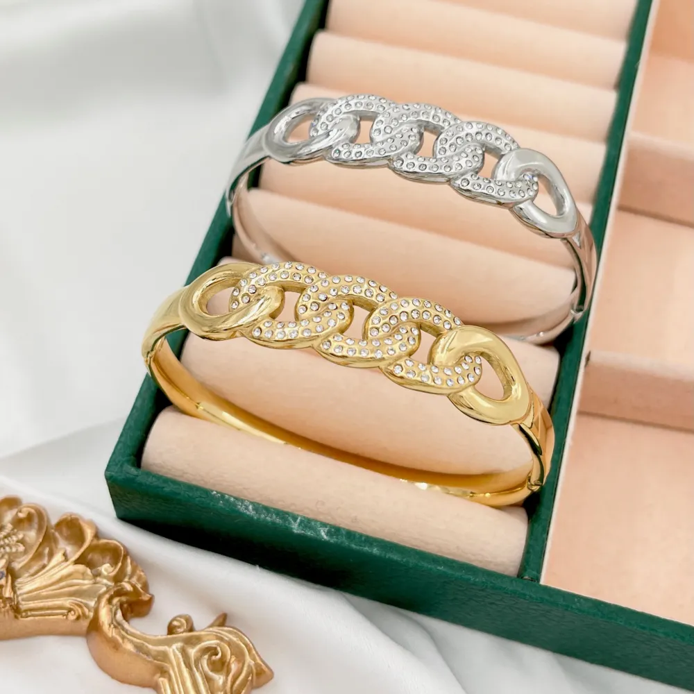 Catena-Bracciale Rigido in Acciaio - BAR-413-3095 (Oro Giallo)