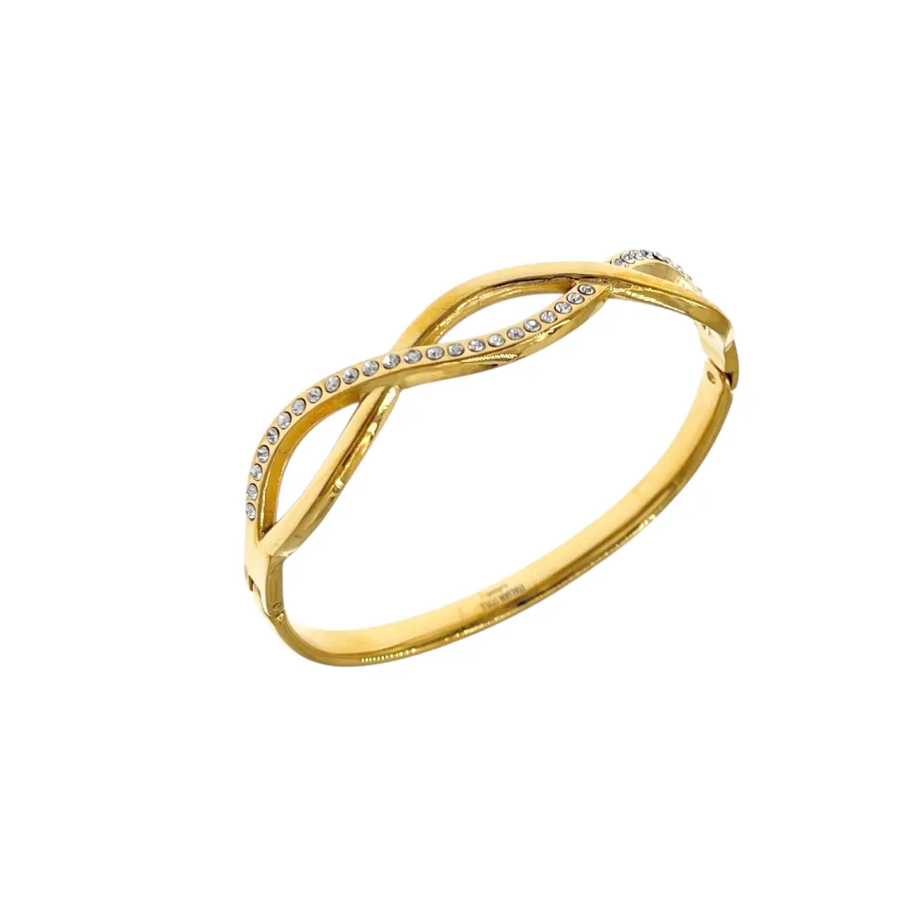 [BAR-413-387] Infinito-Bracciale Rigido in Acciaio - BAR-413-387 (Oro Giallo)