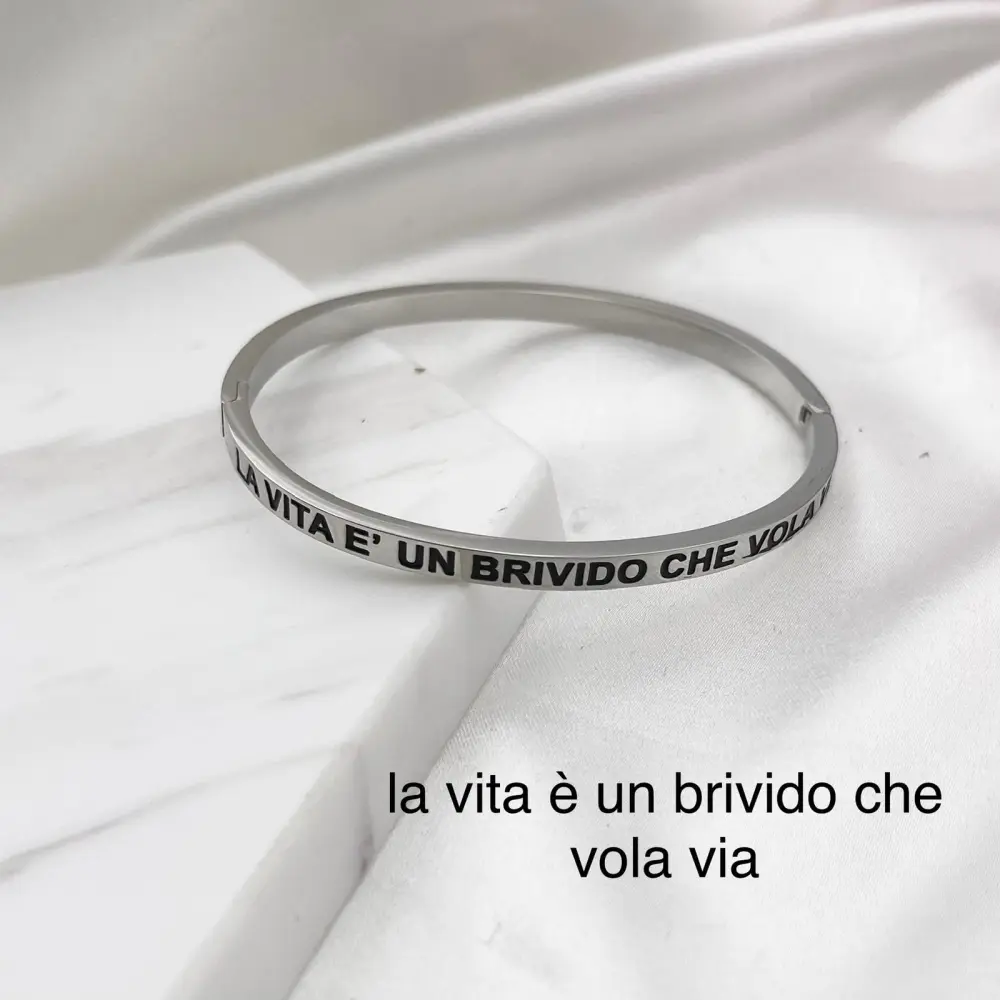 [BAR-413-B60-81] La Vita è un Brivido che Vola Via-Bracciale Rigido in Acciaio - BAR-413-B60-81