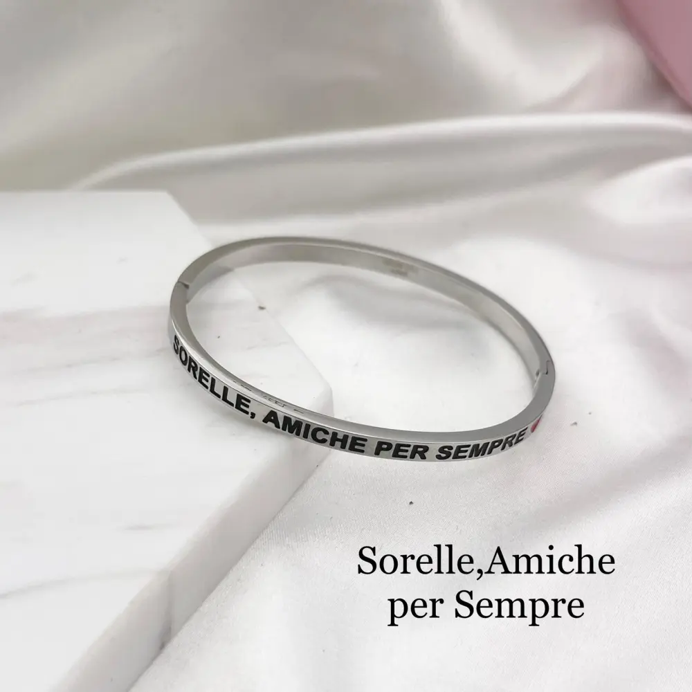 [BAR-413-B60-87] Sorelle, Amiche per Sempre-Bracciale Rigido in Acciaio - BAR-413-B60-87