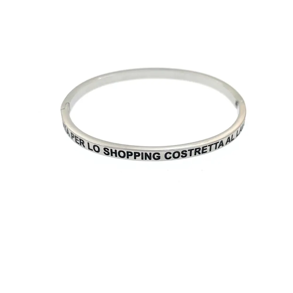 Nata per lo Shopping Costretta al Lavoro-Bracciale Rigido in Ac - BAR-413-Nata