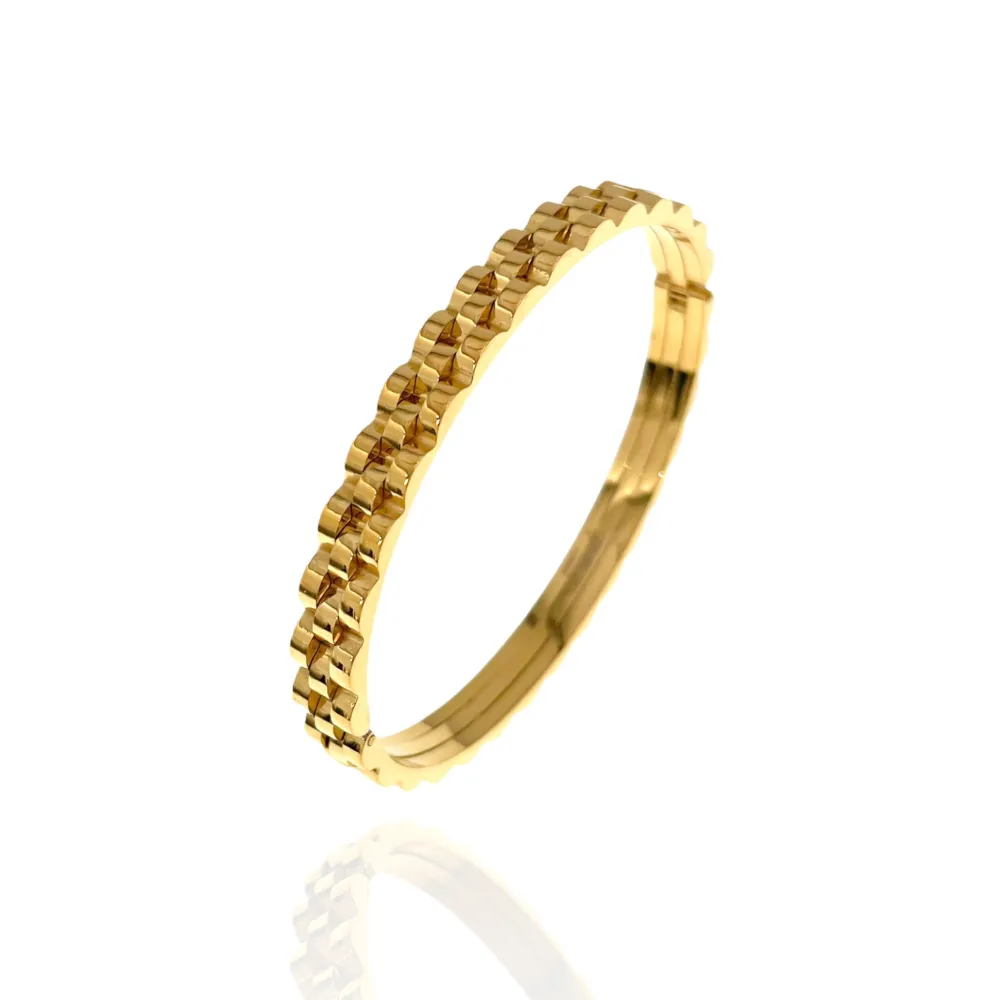 [BAR-413-S1244a] Semplice da Donna-Bracciale Rigido in Acciaio - BAR-413-S1244a (Oro Giallo)