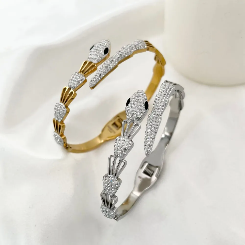 Serpente-Bracciale Rigido in Acciaio - BAR-413-S1355 (Oro Giallo)