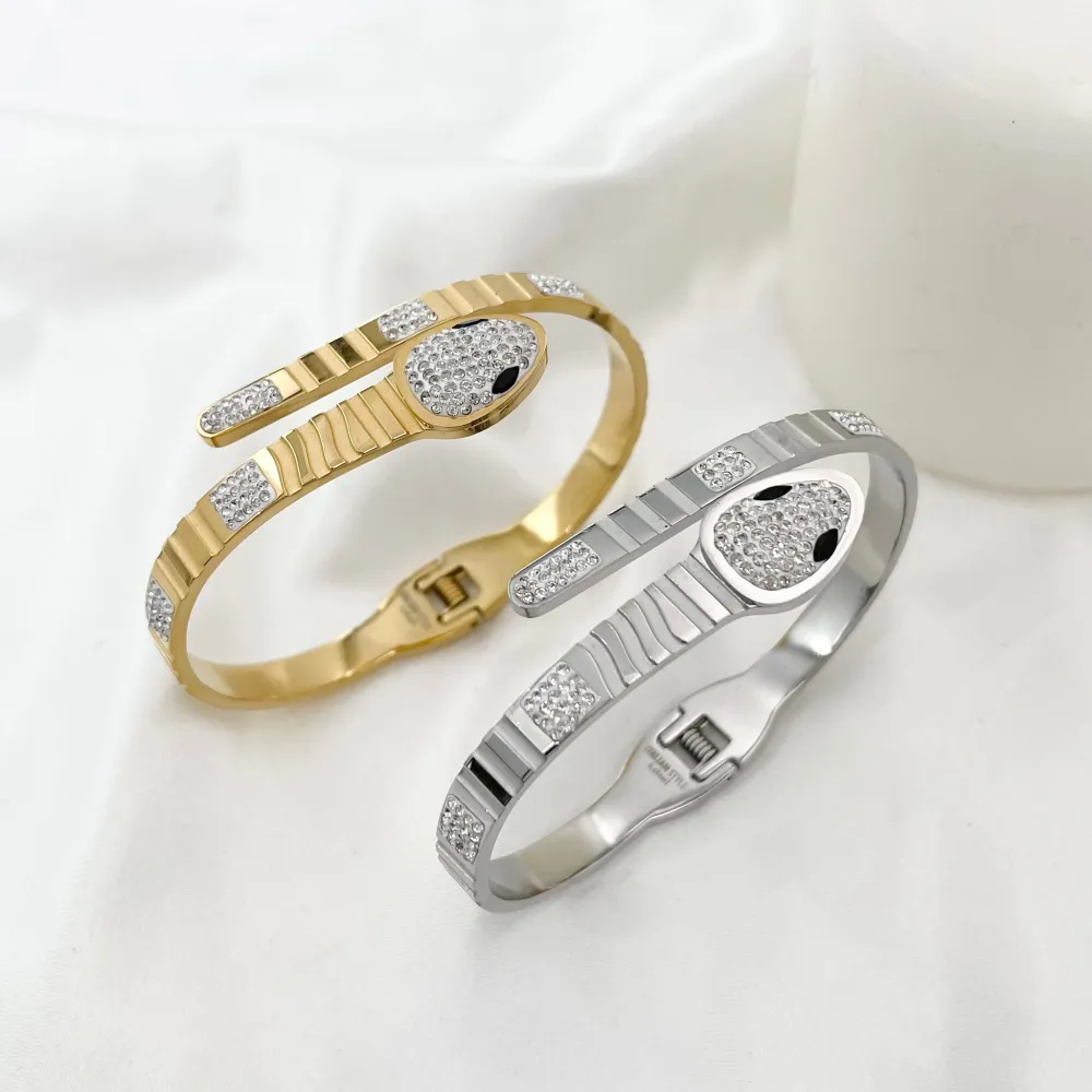 [BAR-413-S1356] Serpente-Bracciale Rigido in Acciaio - BAR-413-S1356 (Oro Giallo)