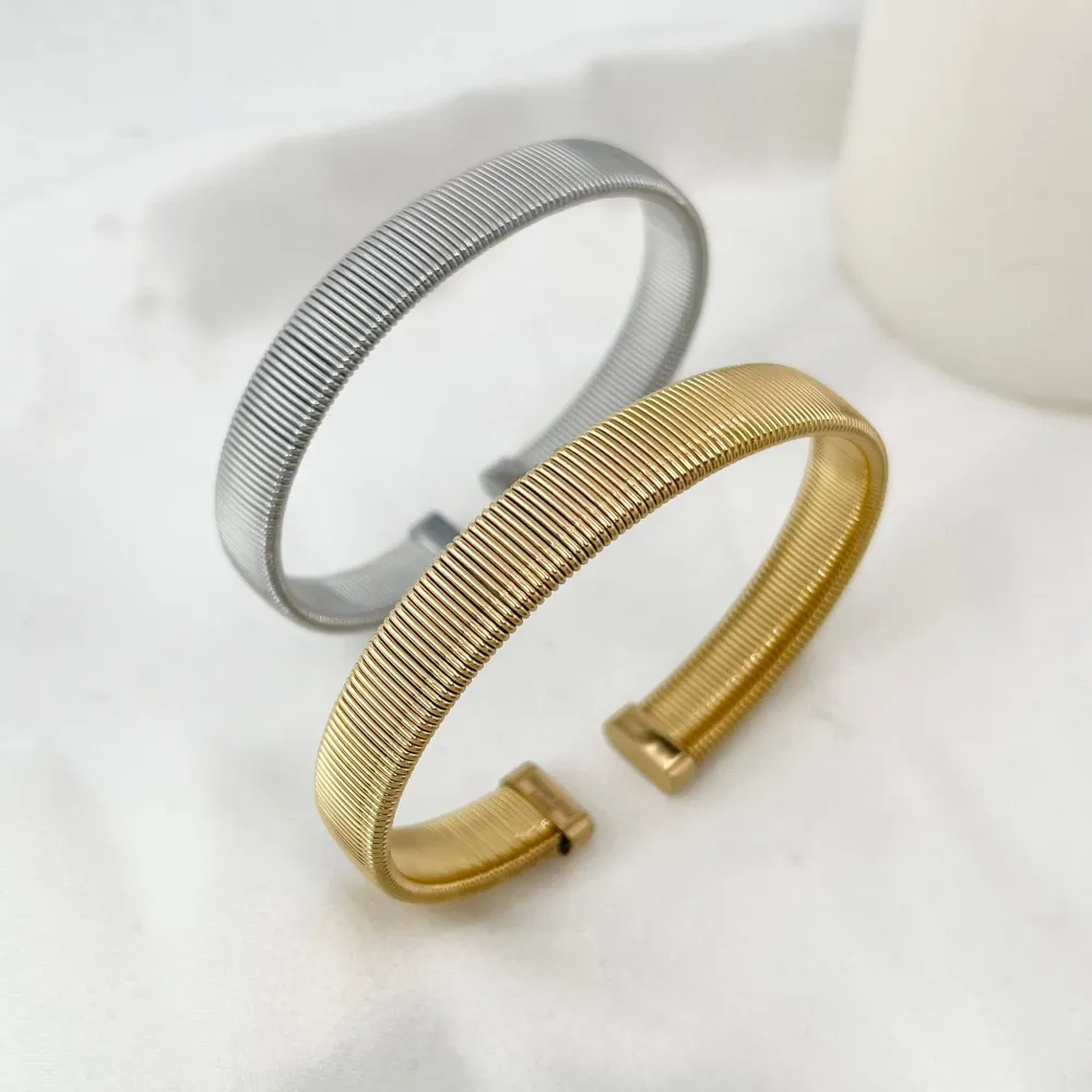 [BAR-413-S1362] Semplice-Bracciale Rigido in Acciaio - BAR-413-S1362 (Oro Giallo)