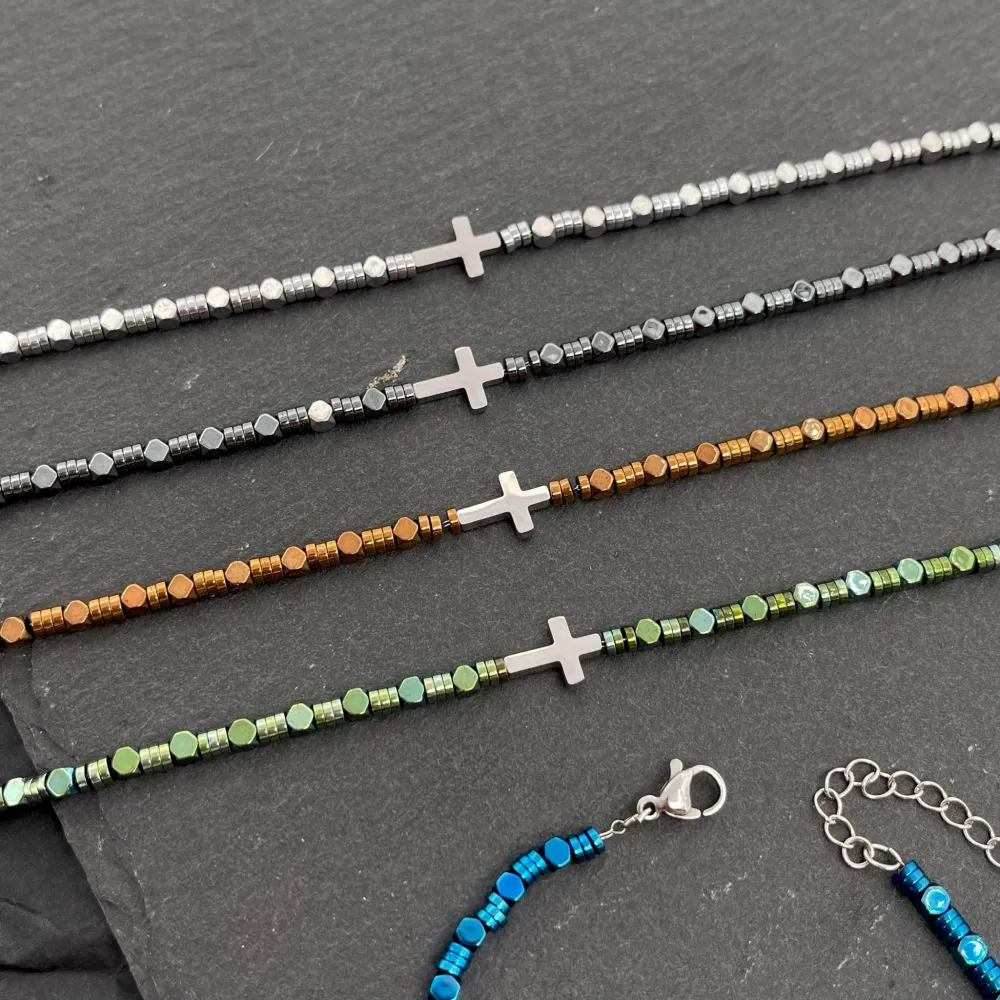 Croce 4mm-Bracciale in Acciaio da Uomo - BAU-103-AA2518B Croce 4mm