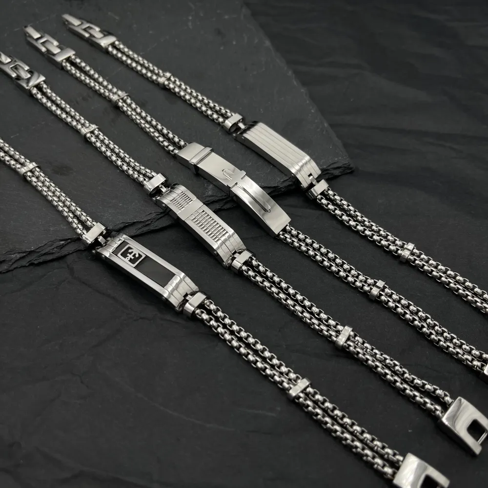 Piastrella con Catena-Bracciale Uomo in Acciaio - BAU-208-289