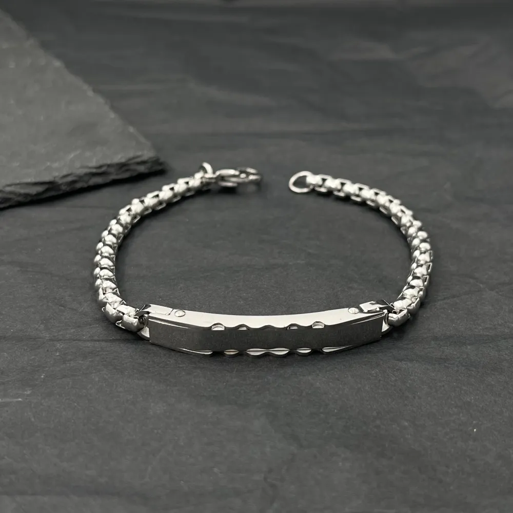 Piastrella con Catena-Bracciale Uomo in Acciaio - BAU-208-306