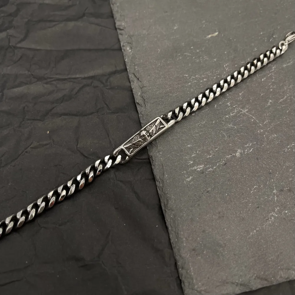 [BAU-500-BMB10100] Teschio-Bracciale da Uomo in Acciaio - BAU-500-BMB10100