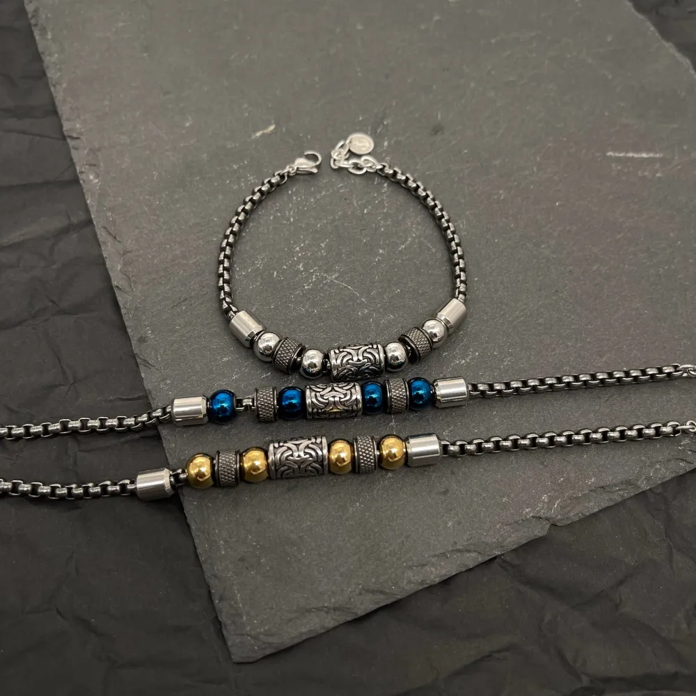 Palline-Bracciale in Acciaio da Uomo - BAU-500-BMS30167-28